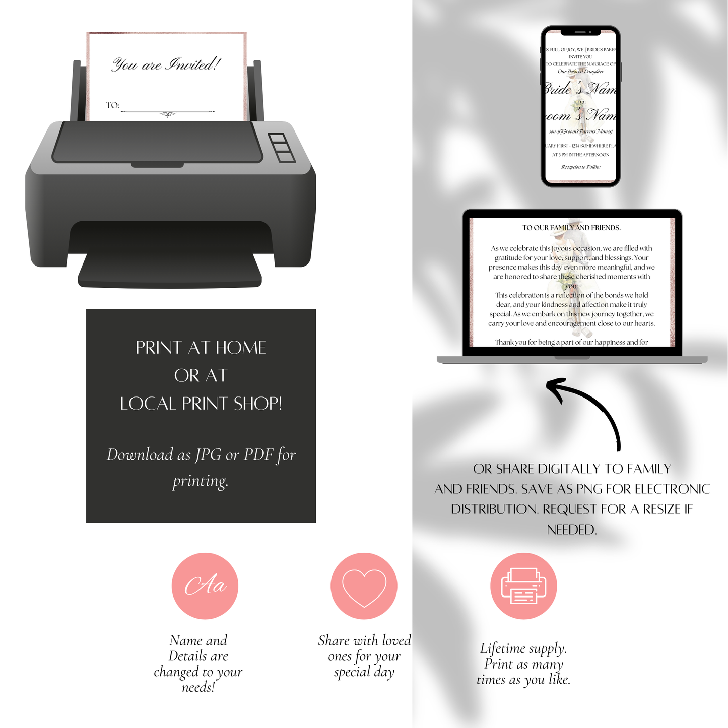Minimalist Christian Wedding Invitation Set | 5-Page Personalized Cards (Digital Download)