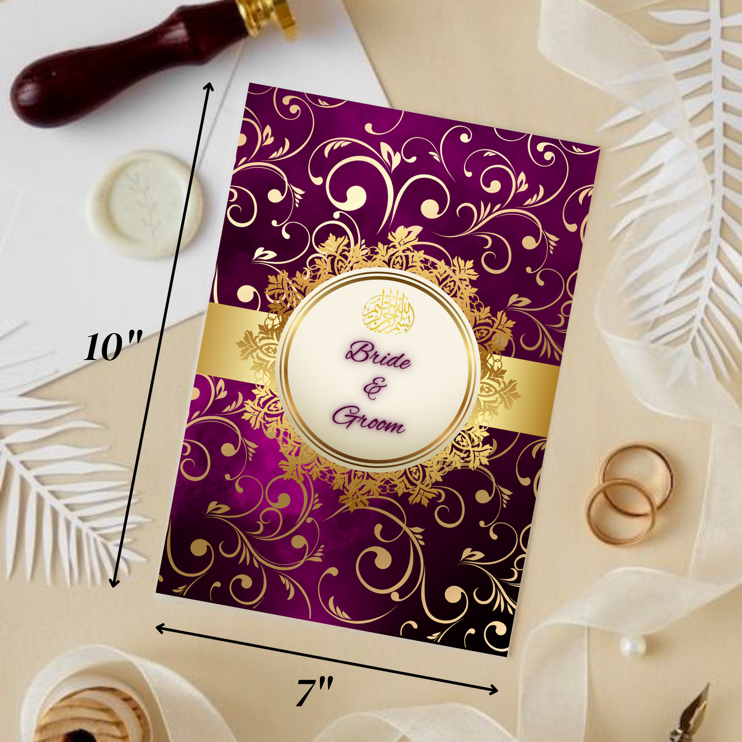 Elegant Muslim Wedding Invitation Set | Digital Download | Nikah & Shahi Walima | Personalized Cards