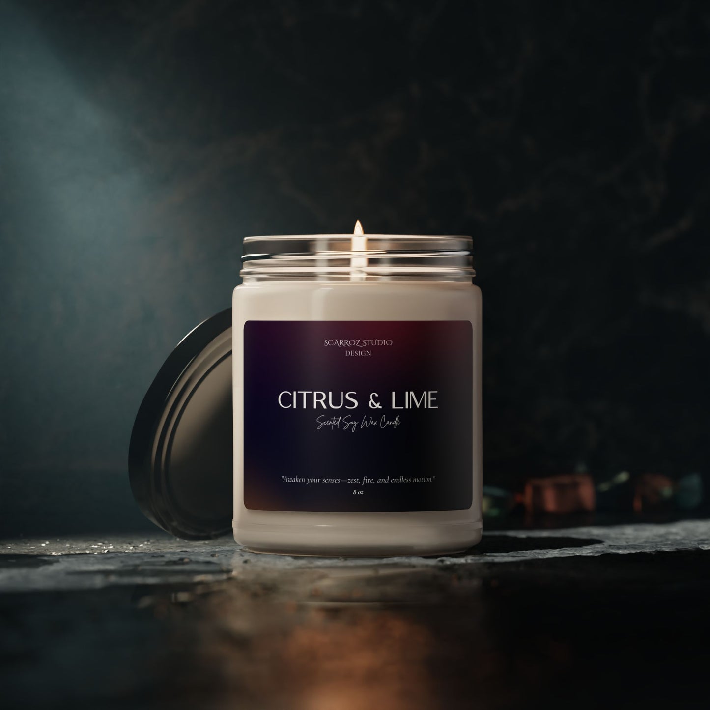 Citrus & Lime – Scented Soy Wax Candle | 8 oz | Aries Edition | Cosmic Veil Collection