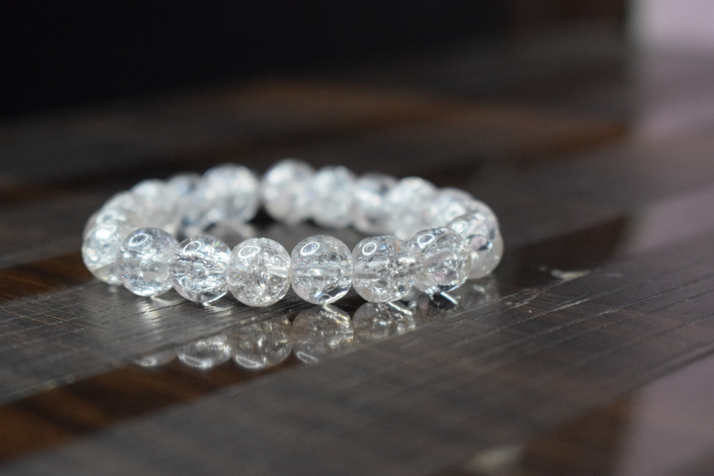 Aries Zodiac Clarity Bracelet – Clear Crackle Beads | Cosmic Veil Collection