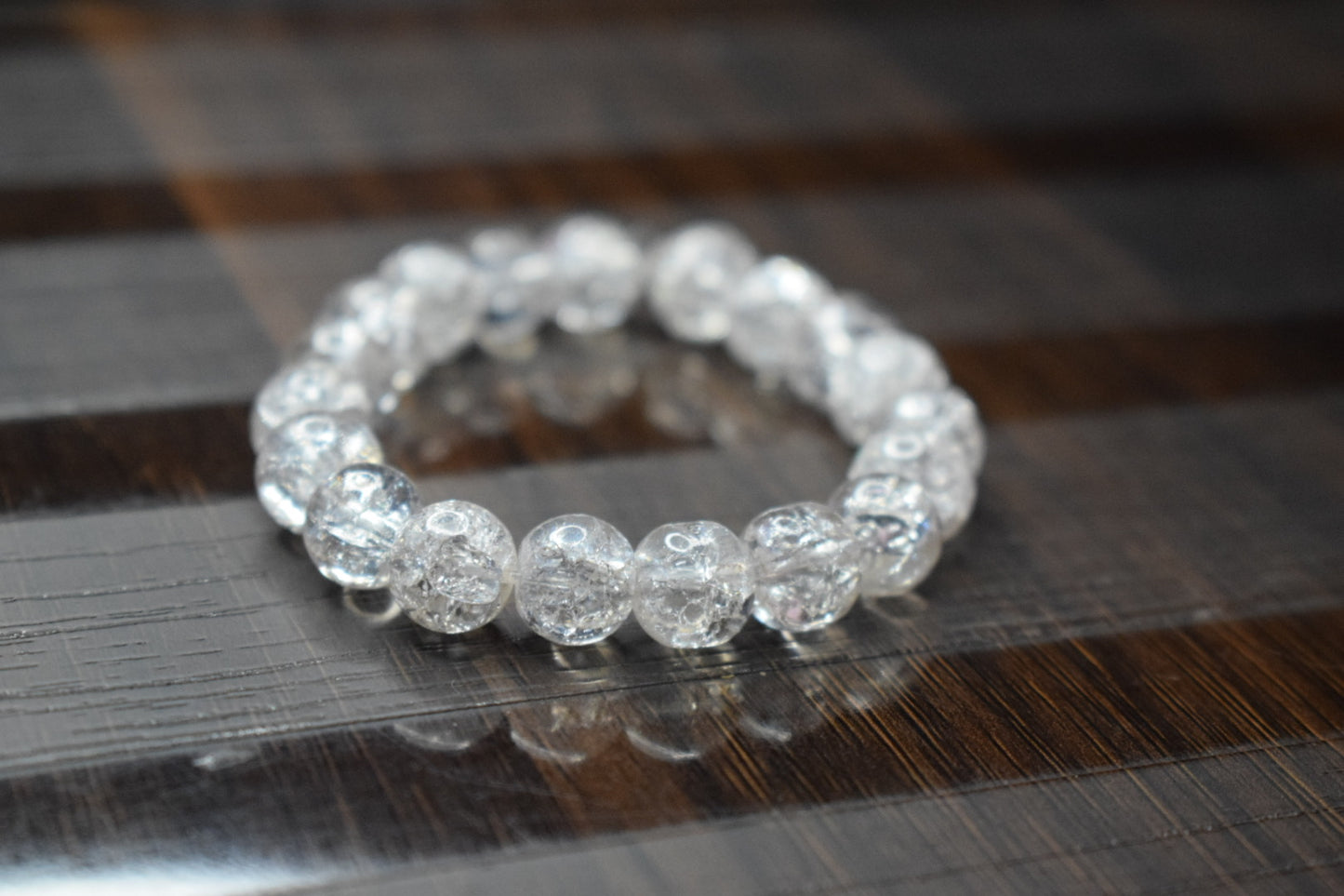 Aries Zodiac Clarity Bracelet – Clear Crackle Beads | Cosmic Veil Collection