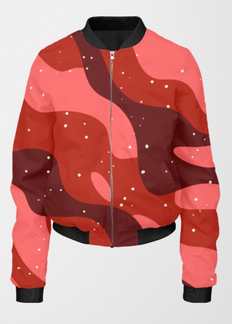 Unisex Aries Bomber Jacket – Cosmic Swirls of Power | Cosmic Veil Collection
