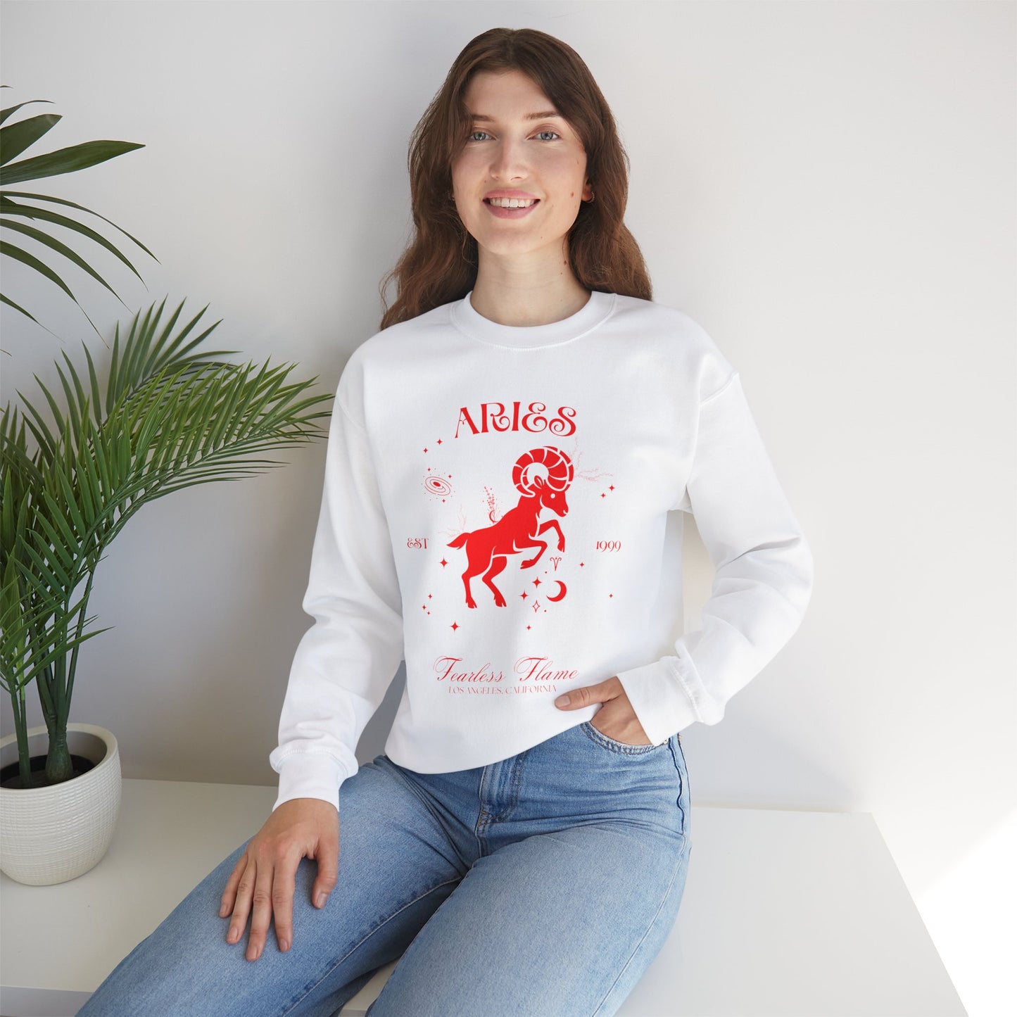 Aries Unisex Oversized Sweatshirt – Fearless Flame | Cosmic Veil Collection