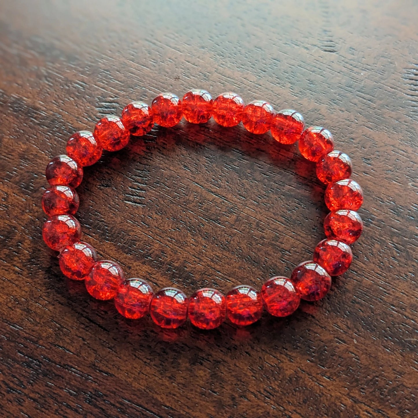 Aries Power Bracelet – Red Crackle Beads | Cosmic Veil Collection