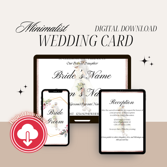 Minimalist Christian Wedding Invitation Set | 5-Page Personalized Cards (Digital Download)