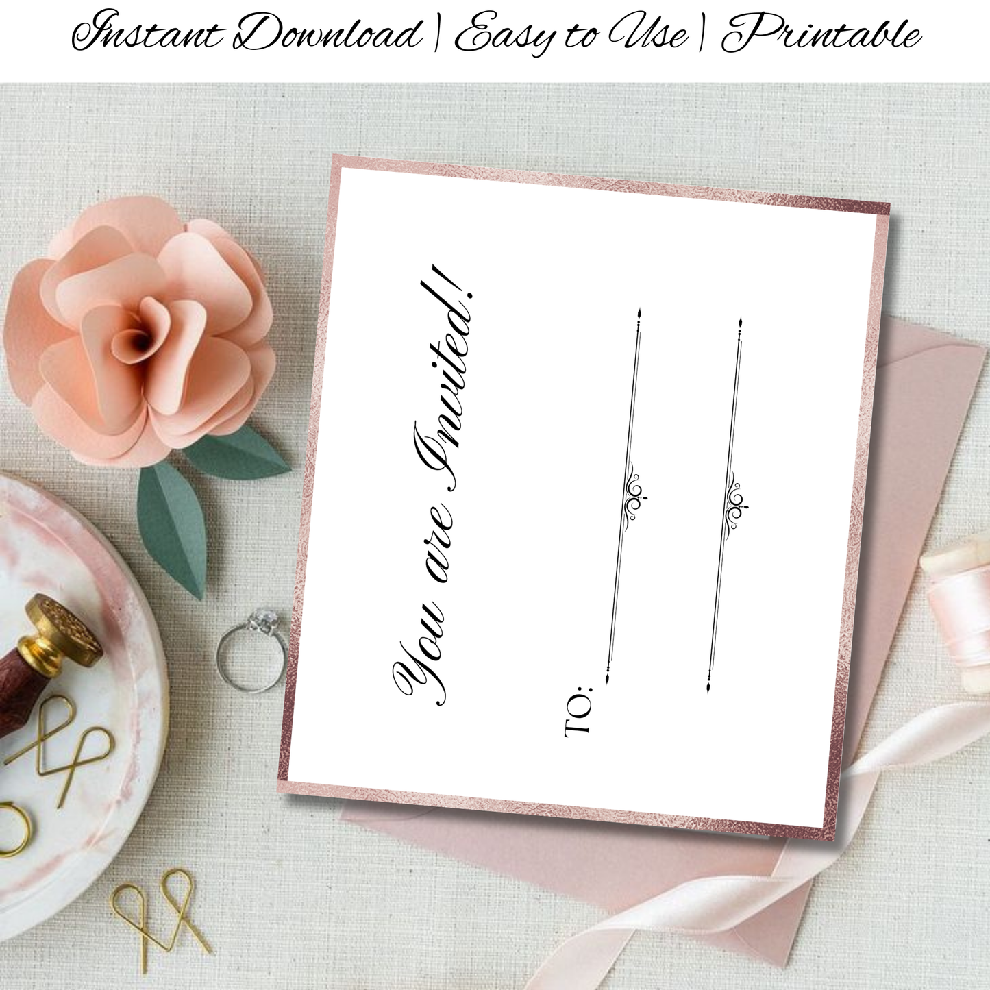 Minimalist Christian Wedding Invitation Set | 5-Page Personalized Cards (Digital Download)