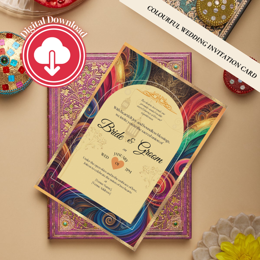 Colorful & Modern Indian Wedding Invitation Digital Download