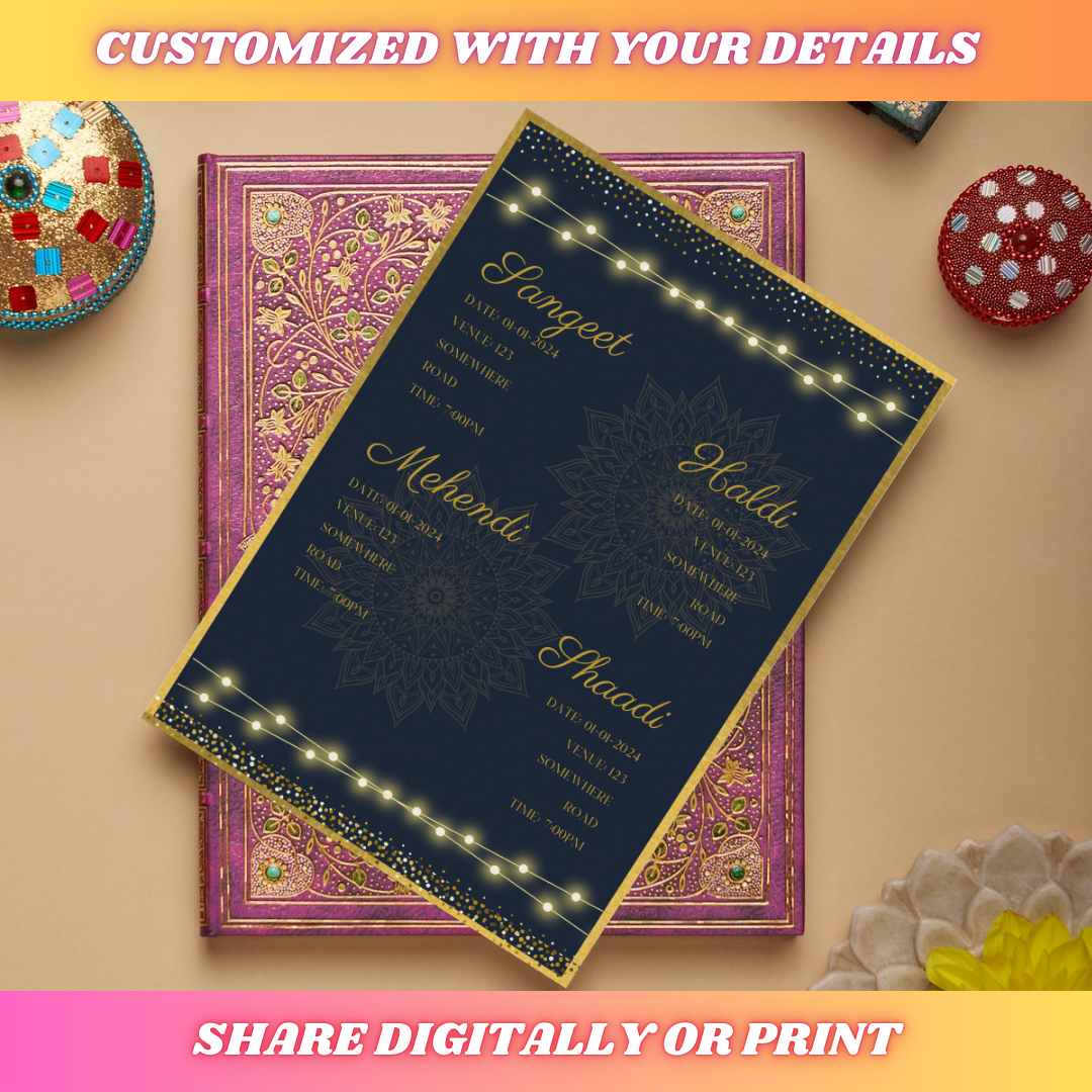 Traditional Indian Wedding Invitation Set | Digital Download | Personalized Cards