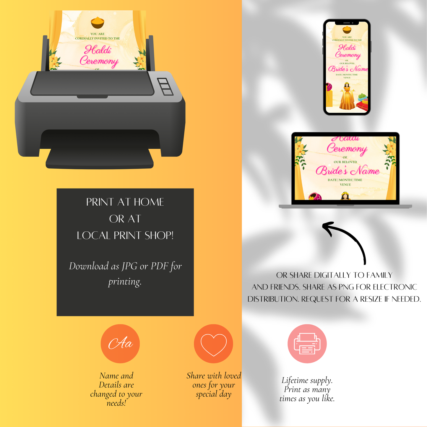 Haldi Ceremony Invitation for the Bride Digital Product