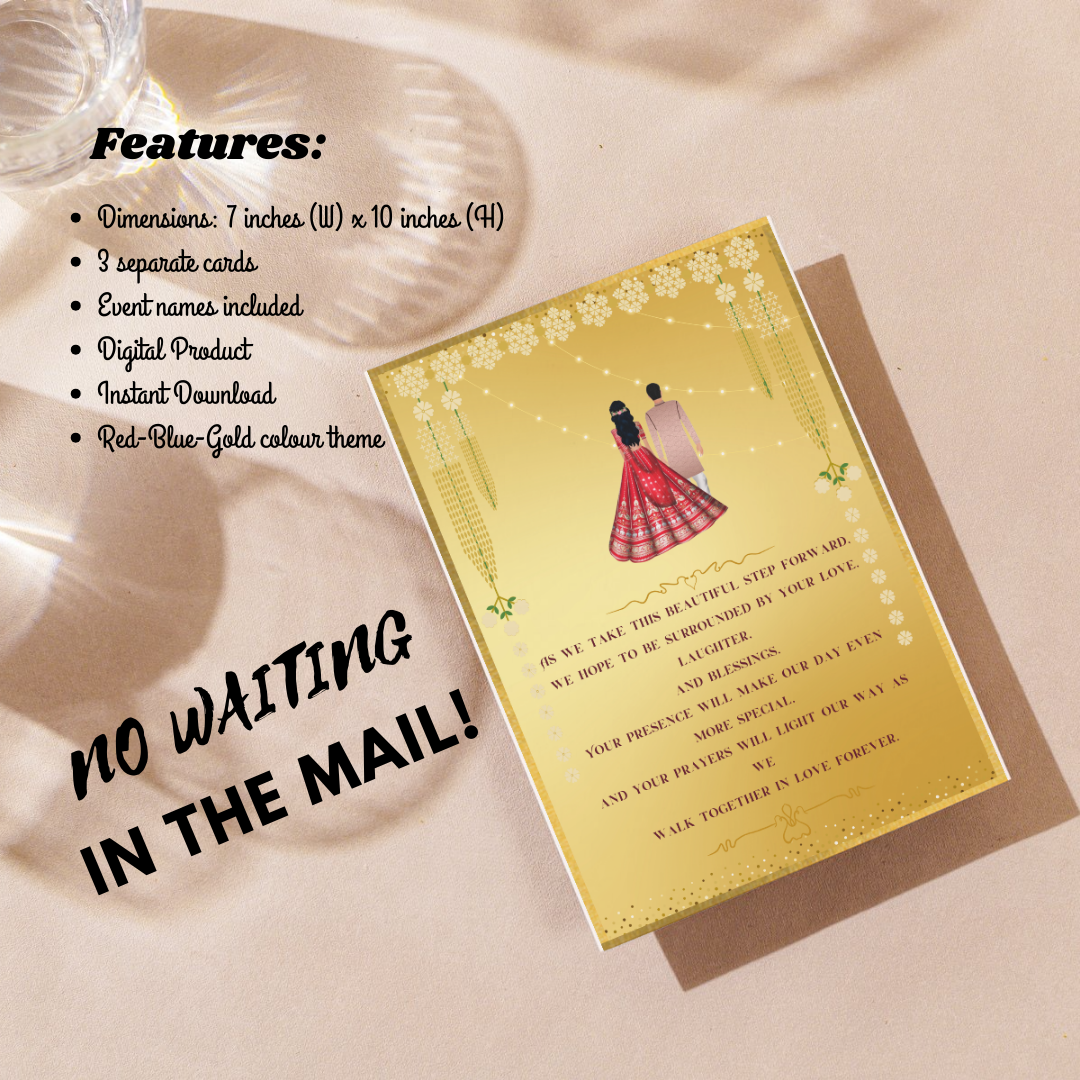 Traditional Indian Wedding Invitation Set | Digital Download | Personalized Cards