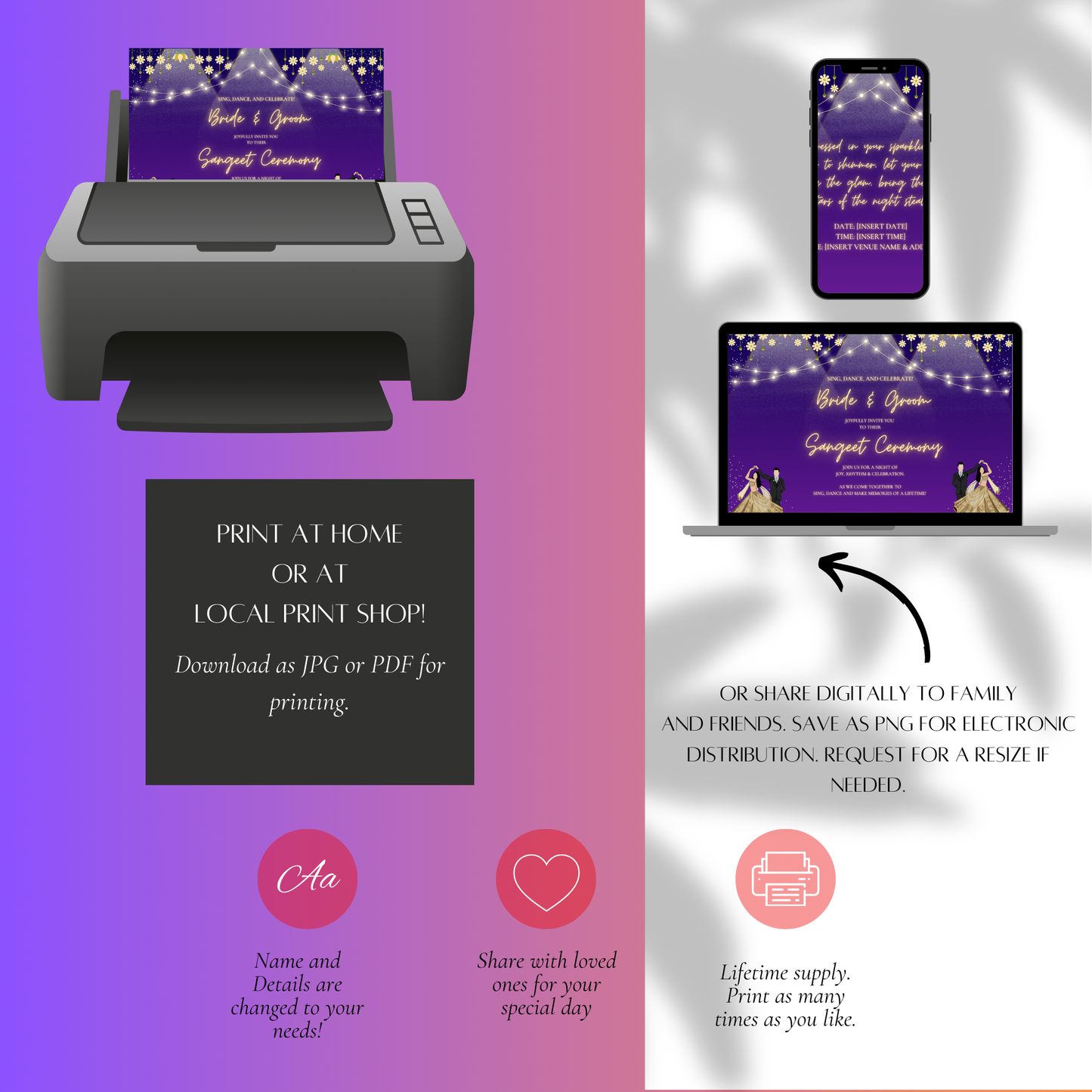 Personalized Sangeet Ceremony Invitation Digital Product