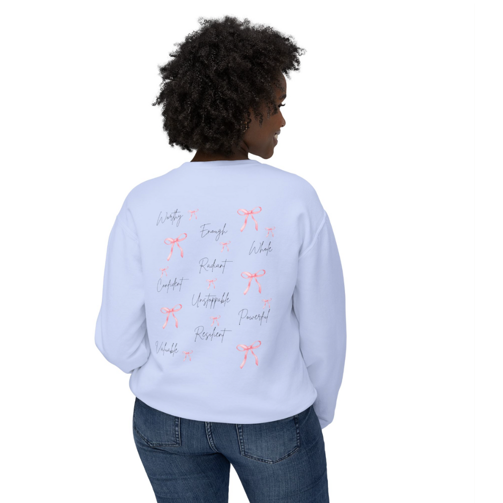 Unisex Sweatshirt with Bow and Affirmation