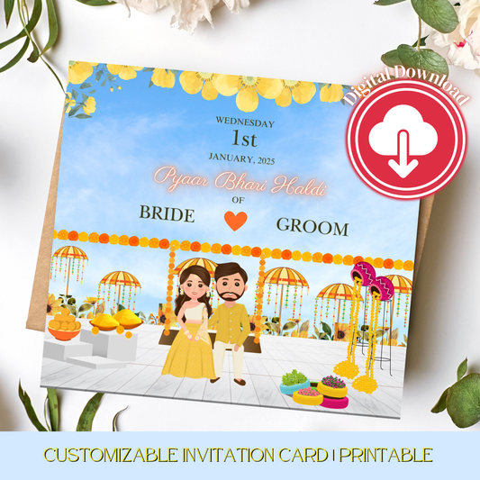 Haldi Ceremony Invitation for Bride & Groom Digital Product