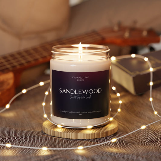 Sandalwood – Scented Soy Wax Candle | 8 oz | Taurus Edition | Cosmic Veil Collection