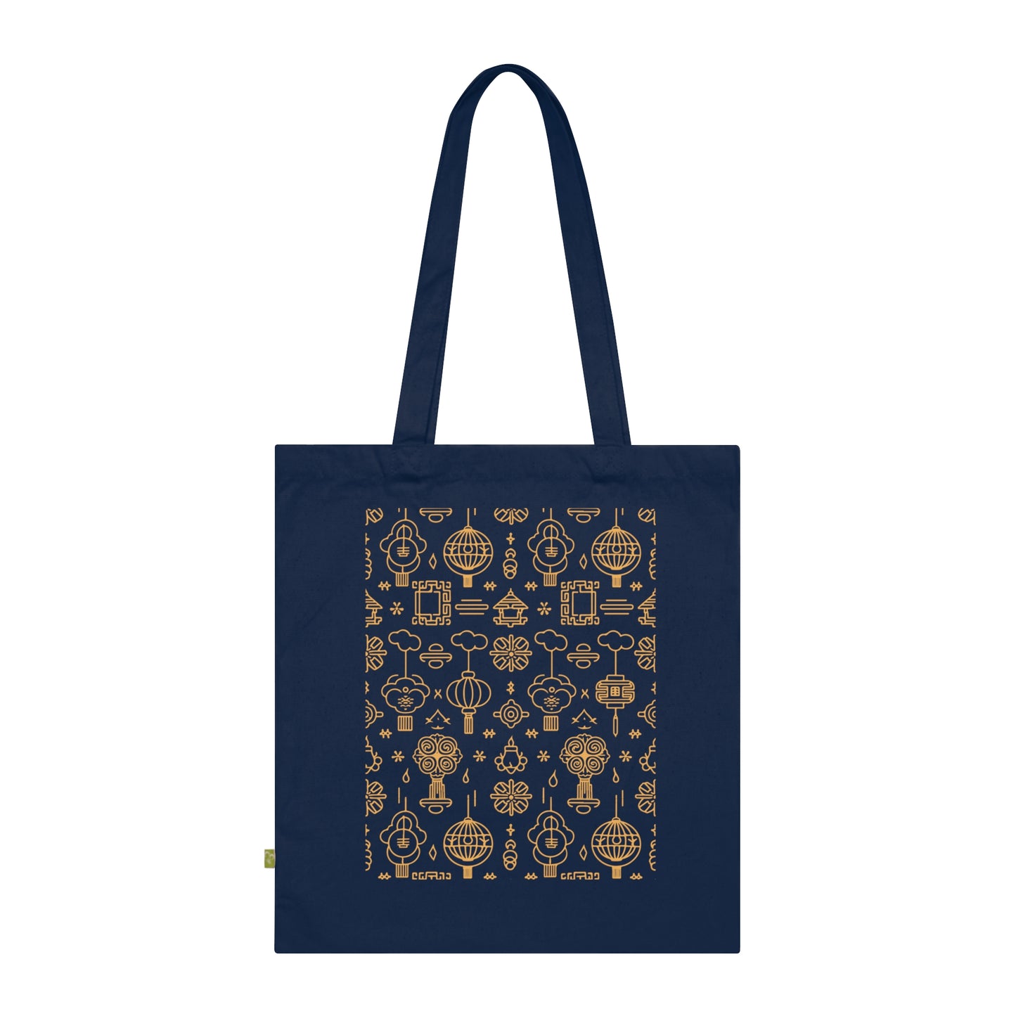 Lunar New Year Graphic Tote Bag – Festive Pattern Design | Navy Blue | Zipper Closure 🧧🐉