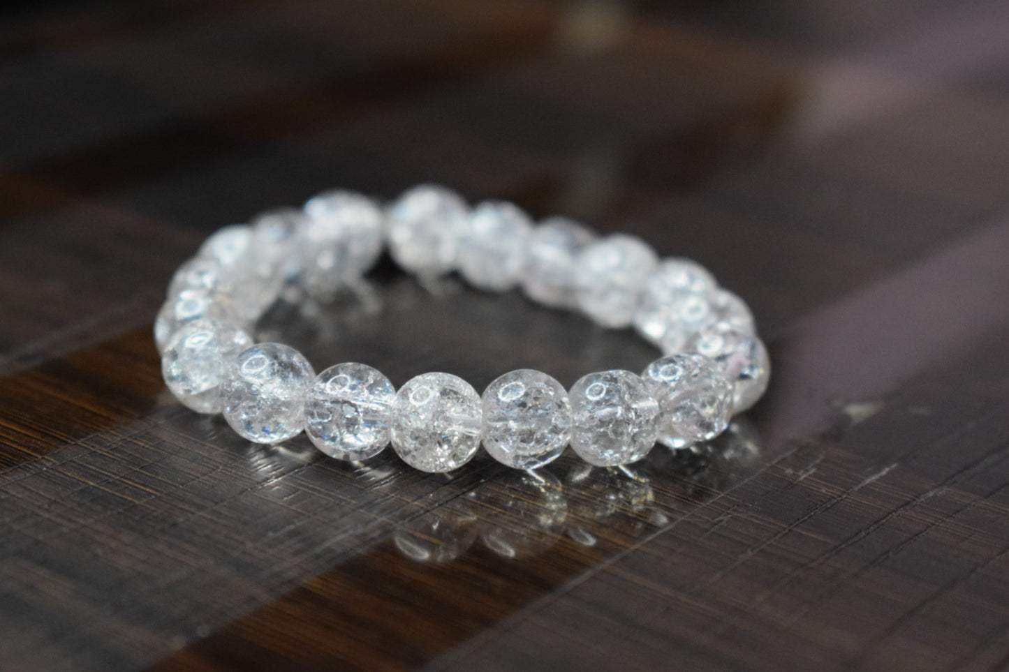 Aries Zodiac Clarity Bracelet – Clear Crackle Beads | Cosmic Veil Collection