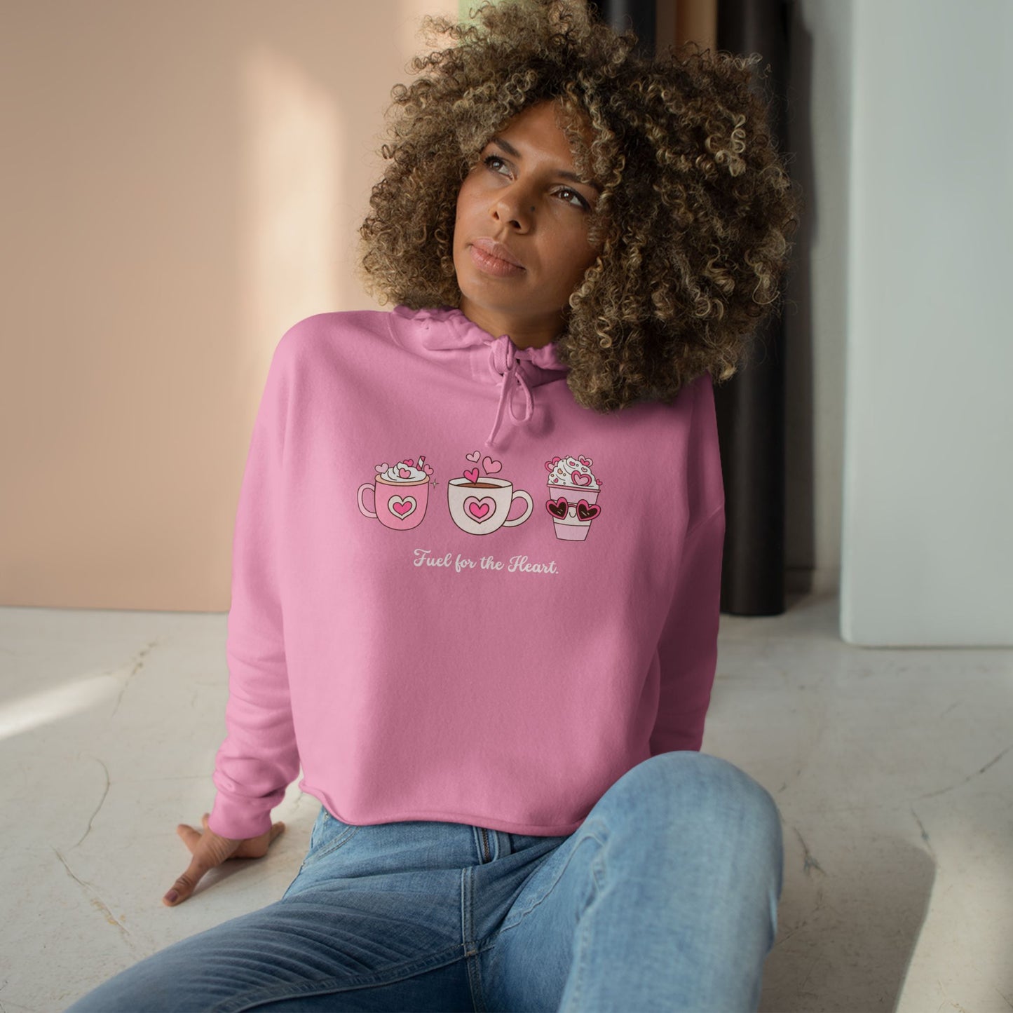 "Fuel for the Heart" Women's Cropped Hoodie – Valentine's Day Collection