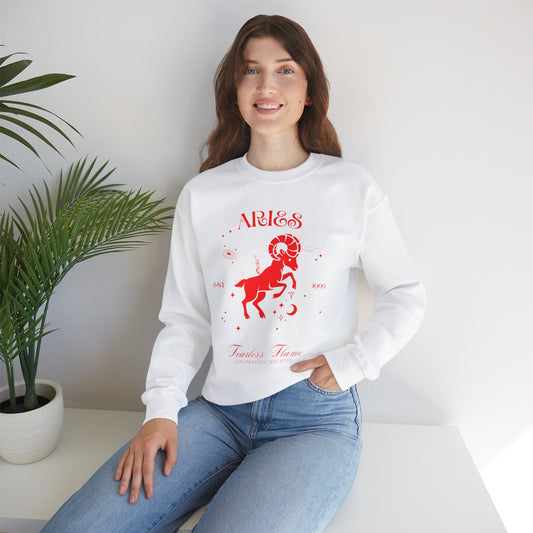 Aries Unisex Oversized Sweatshirt – Fearless Flame | Cosmic Veil Collection