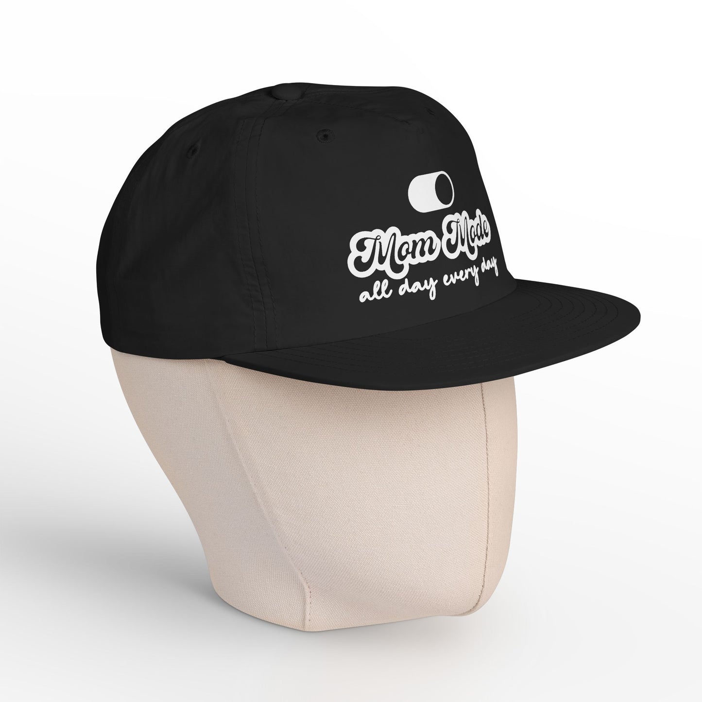 Snapback Cap for Mother's Day – "Mom Mode All Day Everyday" – Red & Black, Unisex, 100% Cotton, Adjustable