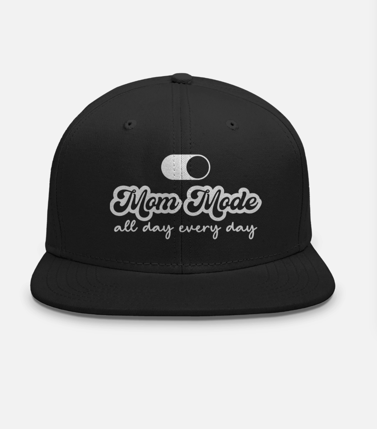 Snapback Cap for Mother's Day – "Mom Mode All Day Everyday" – Red & Black, Unisex, 100% Cotton, Adjustable
